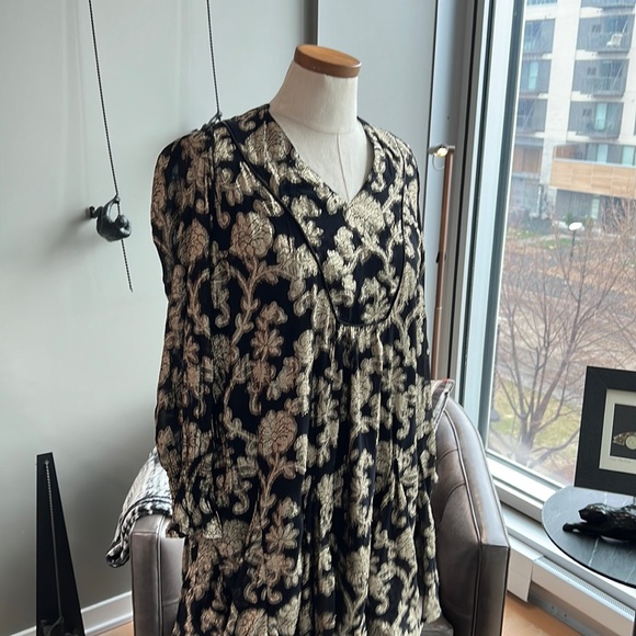 New Anthropologie Gold Foil Metallic Tunic Dress Size Small - Picture 4 of 9